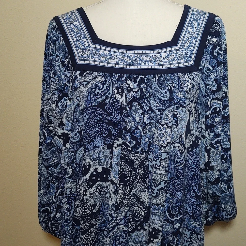 Michael Kors Women's Blue and White Smock Dress - Picture 2 of 7